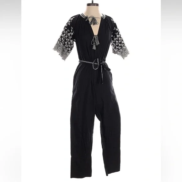 Ulla Johnson Alexi Black and White Embroidered Jumpsuit - Picture 3 of 6